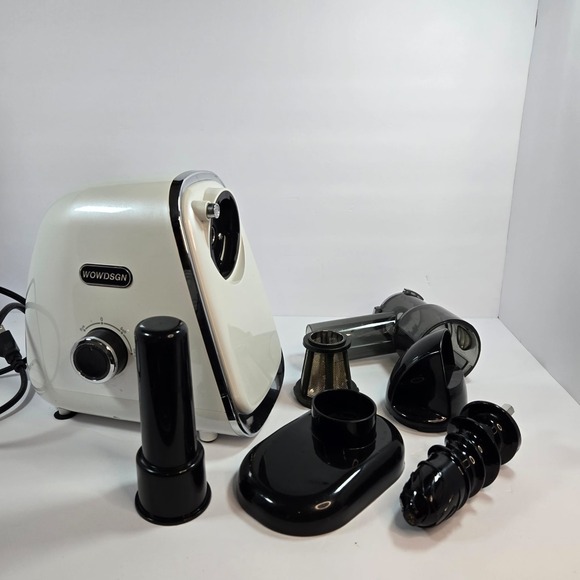 WOWDSGN Cold Press Slow Juicer Machine w/ Accessories White Black Tested - Picture 8 of 8